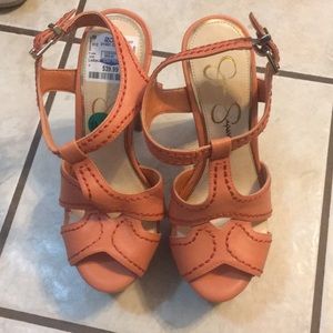 Peach Platform Chunky Heels